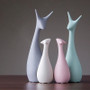 Nordic Pink Green Ceramic Deer Rabbit Figurines Home Decoration