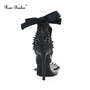 Sassy Black Lace Up Woman Heel Spikes Pumps