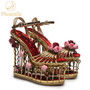 Phoentin gold flower sandals ankle strap buckle luxury