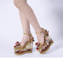 Phoentin gold flower sandals ankle strap buckle luxury