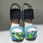 multicolored leather, 15 cm wedges sandals, women's sandals. SIZE:34-45