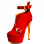 red cashmere leather, 14.5 cm high heel boots, ankle boots. SIZE:34-45