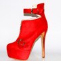 red cashmere leather, 14.5 cm high heel boots, ankle boots. SIZE:34-45