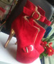 red cashmere leather, 14.5 cm high heel boots, ankle boots. SIZE:34-45