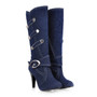 Denim Boots Buckle Strap Women High Boots