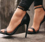 Women Sandals High Heels Summer Thin Heel PU Leather Rivet Peep Toe Sexy Party Shoes Sandalia Feminina 014C1845-45