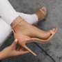 Women Sandals High Heels Summer Thin Heel PU Leather Rivet Peep Toe Sexy Party Shoes Sandalia Feminina 014C1845-45