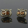 Small Crystal Vintage Bronze Owl Stud Earrings