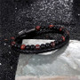 Dual Band Tiger's Eye Men's Leather Bracelet