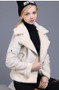 Womens Suede Leather Faux Sheepskin Coat