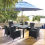 7-Piece Outdoor Wicker Dining Set with Beige Cushions