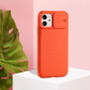 For iPhone 12 Pro Max Sliding Camera Cover Design Twill Anti-Slip TPU Case(Orange)