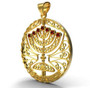 Menorah Pendant Jewish Jewelry Gold, Rubies, Topaz, Spinning