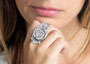 Coin ring with the open Heart coin medallion on owl ahuva coin jewelry