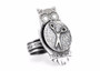 Coin ring with the Scissors coin medallion on owl ahuva coin jewelry