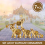 7Pcs/Set Lucky Wealth Figurine Resin Crafts Elephant Statue Ornaments for Home Office Decoration
