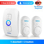 Smart Home Security Waterproof Wireless LED Light Doorbell Alarm with 32 Songs