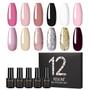 12Pcs/lot 7ml UV Pure Colors Semi Permanent Gel Nail Polish