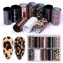 10PCS/Set Serpentine Leopard Flower Nail Foils Sticker for Nail Decoration