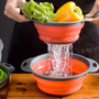 Silicone Folding Colander Bowl Vegetable Fruit Basket Strainer for Outdoor Camping