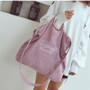 Foldable & Reusable Corduroy Canvas Tote Casual Shoulder Shopping Bag