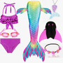 Swimmable Mermaid Tails With Monofin Swimsuit for Girls