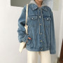 Hooded High Street Fashionable Women Outerwear Denim Jacket