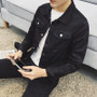 Solid Color Slim Casual Denim Jacket for Men