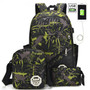 3Pcs Set USB Shoulder Large Backpack for Men