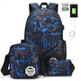 3Pcs Set USB Shoulder Large Backpack for Men