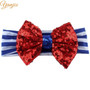 Big Sequin American Flag Design Girls Hair Bow Headband