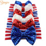 Big Sequin American Flag Design Girls Hair Bow Headband