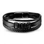 Genuine Leather Stainless Steel Bracelet Charms Punk Jewelry For Men