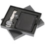 Stainless Steel Luxury Men Watches + Black Leather Wallet Gift Set For Father