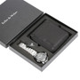 Stainless Steel Luxury Men Watches + Black Leather Wallet Gift Set For Father