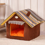 Soft Dog Cat Pet House Folding Indoor Dog House Triangle Roof Pet Bed