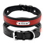Solid Pattern Genuine Leather with Customized Pet Name ID Collar for Medium/Large Dogs