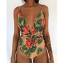 New Sexy One Piece Printed Backless Swimsuit