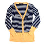 Navy Striped Snap Cardigan