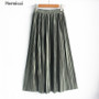 Women's Summer Pleated Ankle-Length Metallic Maxi Skirt