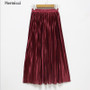 Women's Summer Pleated Ankle-Length Metallic Maxi Skirt