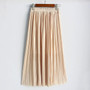 Women's Summer Pleated Ankle-Length Metallic Maxi Skirt