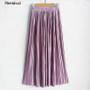 Women's Summer Pleated Ankle-Length Metallic Maxi Skirt