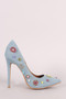 Shoe Republic LA Denim Beadwork Pointy Toe Pump