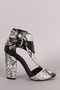 Python Print Cutout Peep Toe Chunky Heel