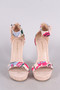 Shoe Republic LA Floral Embroidery Open Toe Chunky Platform Heel