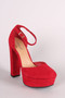 Bamboo Suede Ankle Strap Platform Pump