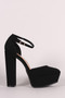 Bamboo Nubuck Ankle Strap Platform Pump