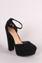 Bamboo Nubuck Ankle Strap Platform Pump