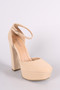 Bamboo Nubuck Ankle Strap Platform Pump